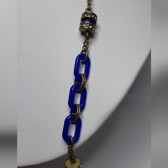 J.Crew Blue Enamel and Brass Long Necklace - Picture 2 of 3